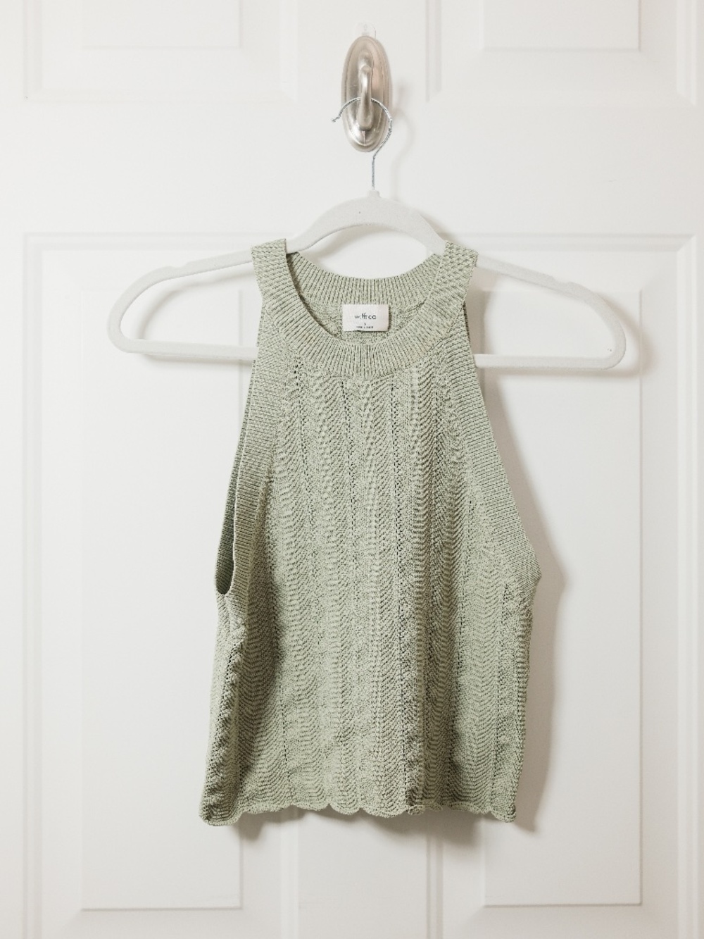 Aritzia WILFRED Halter Scallop Knit Crop Tank Top-Size:S